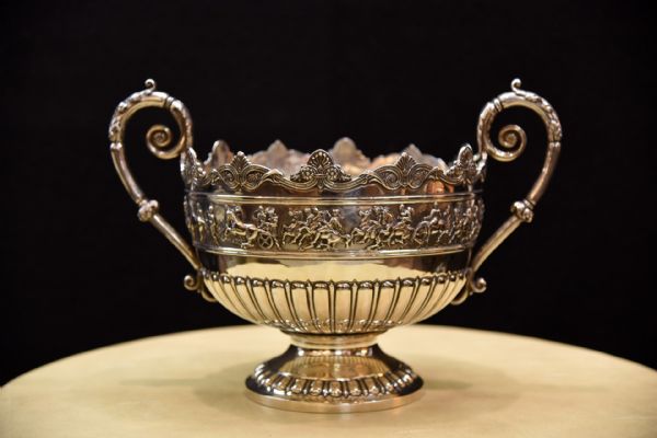 Rose Bowl in silver with horses
    